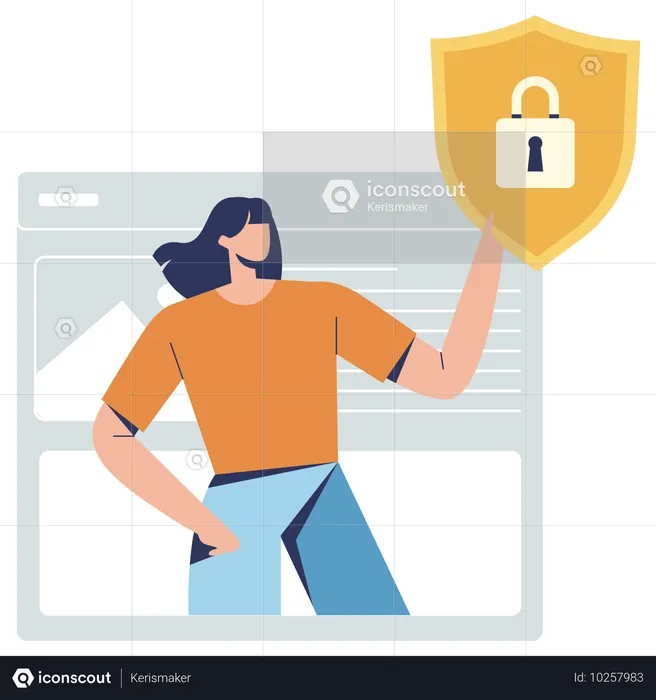 Woman using website protection  Illustration