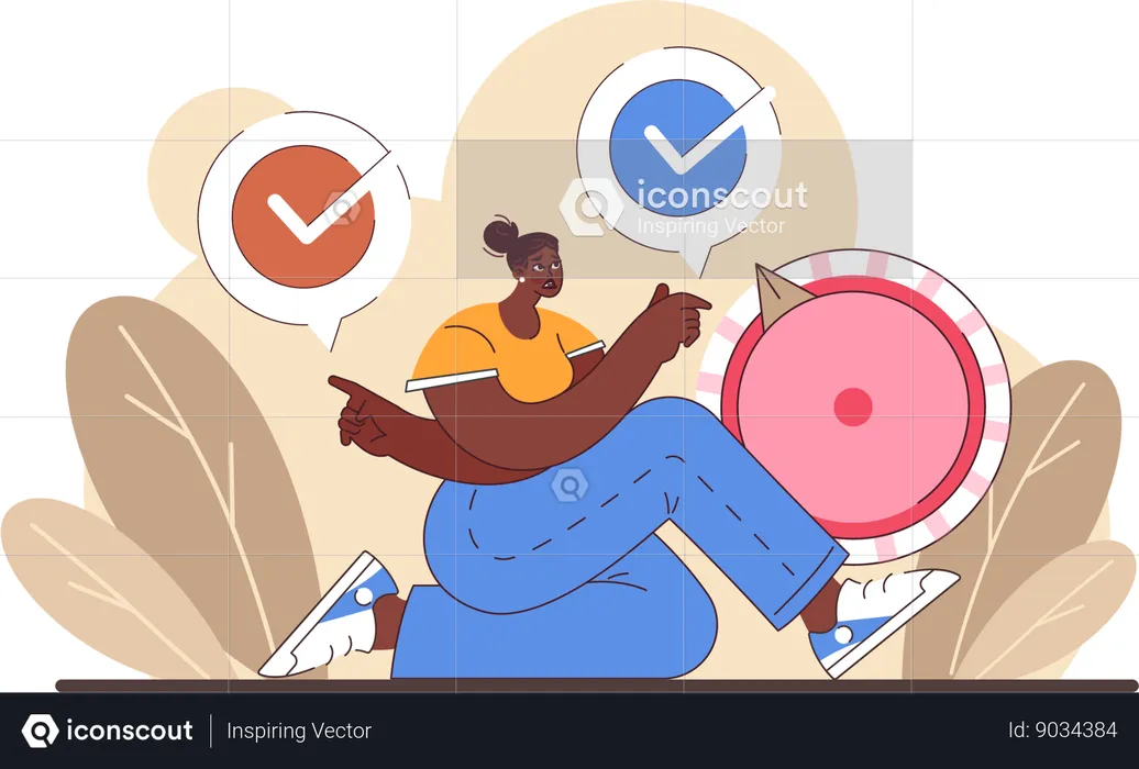 Woman verifies task completion  Illustration