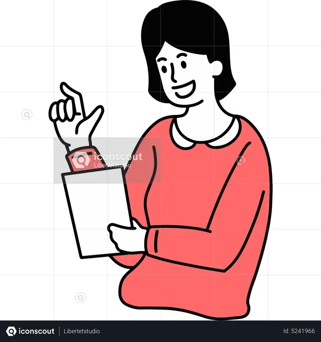 Woman video calling on iPad  Illustration