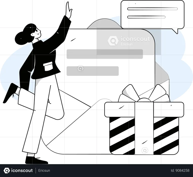 Woman views at business tasks list  Illustration