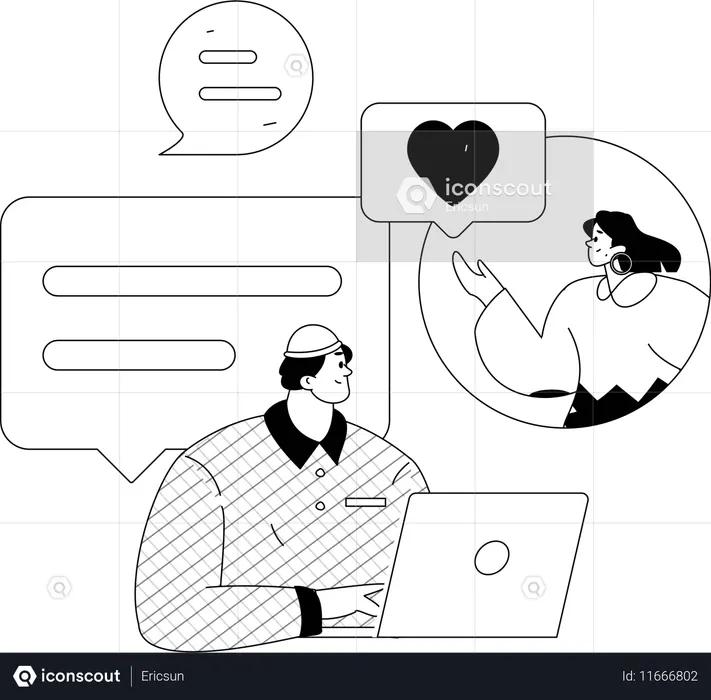Woman views at employee's social media account  Illustration