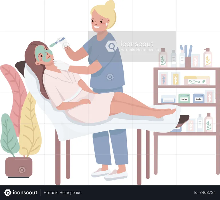Woman visit spa for beauty treatment  Illustration