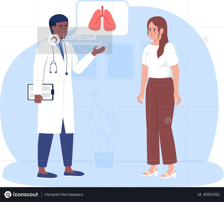 Woman visiting doctor for lungs checkup  Illustration