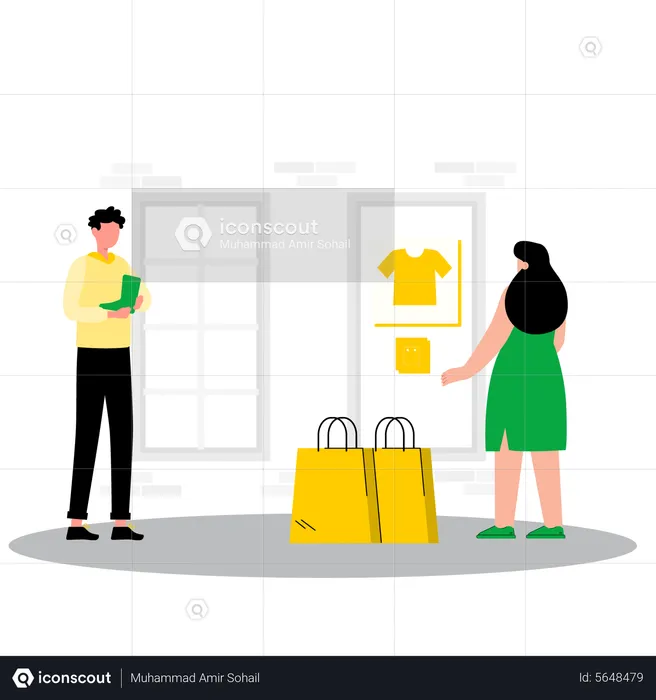 Woman visiting fashion store  Illustration