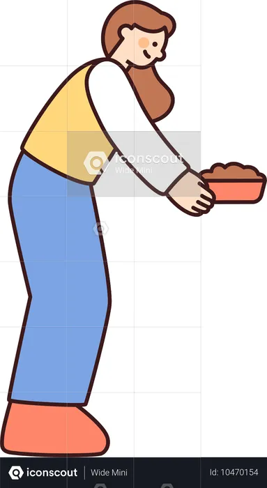 Woman volunteer giving food  Illustration