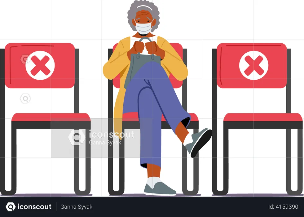 Woman waiting for vaccine  Illustration