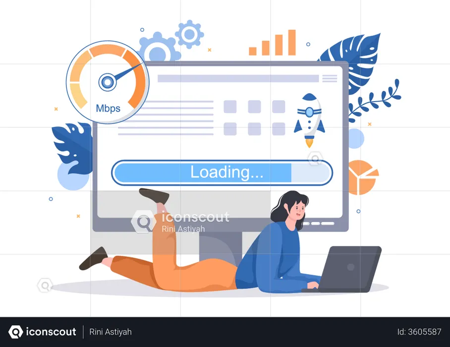 Woman waiting for website loading  Illustration