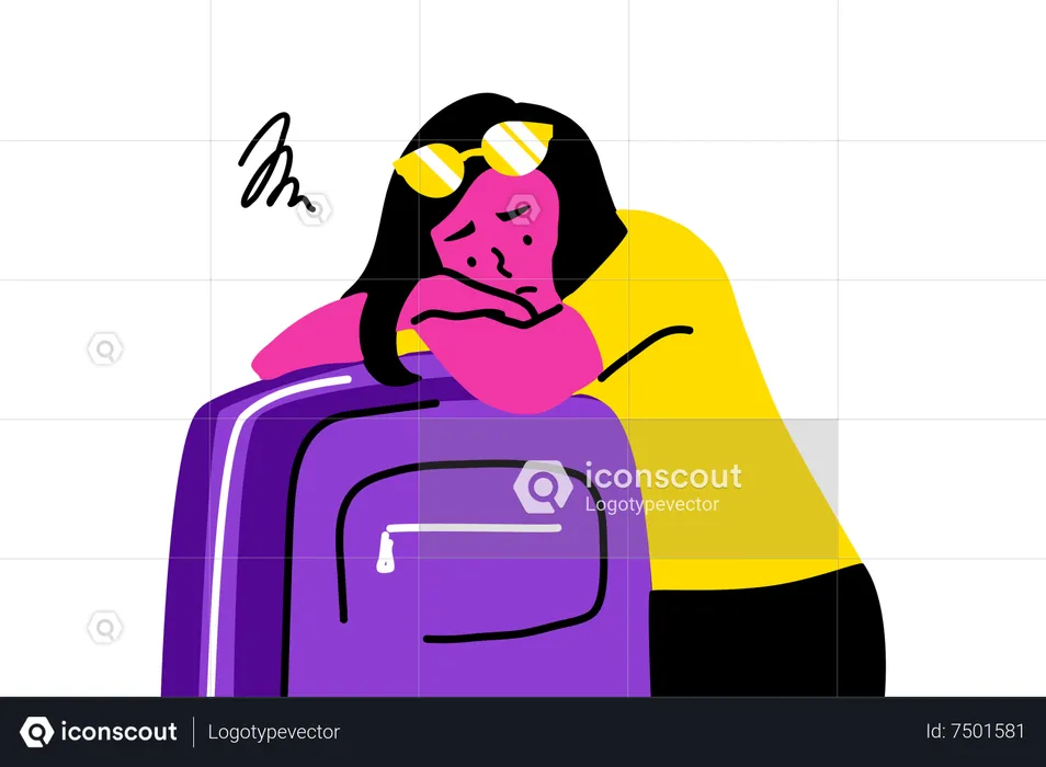 Woman waiting to travel  Illustration