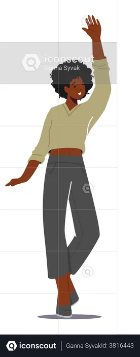 Woman waiving hand  Illustration