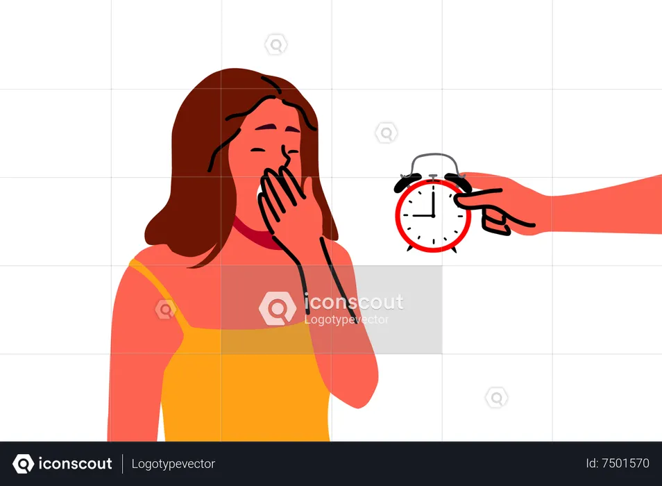 Woman waking up due to alarm  Illustration