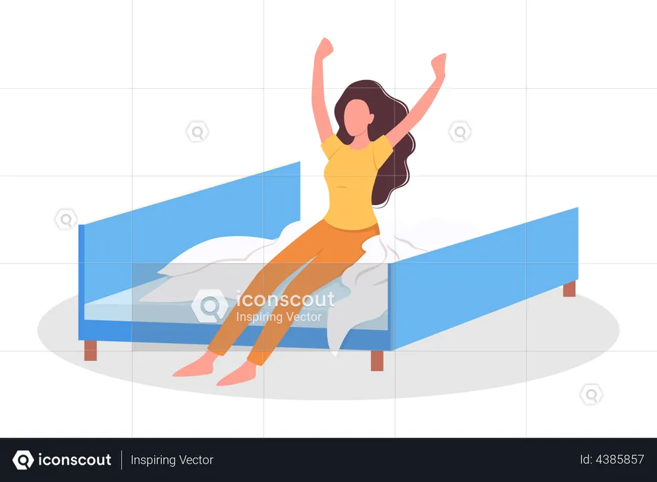 Woman waking up in the morning  Illustration
