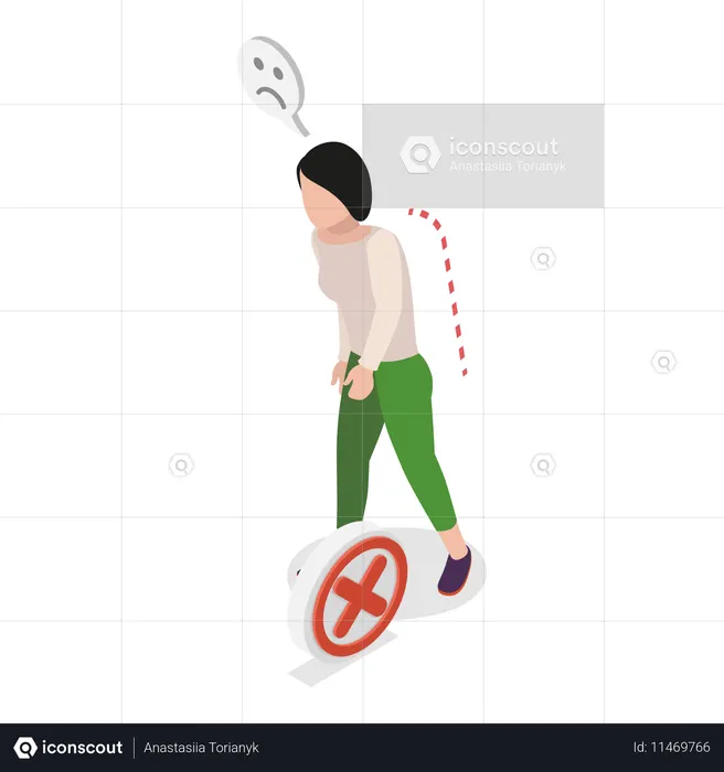 Woman walking with Proper Posture for Walking to Reduce Strain  Illustration