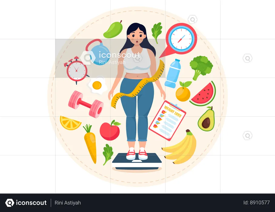 Woman wants to reduce her weight  Illustration