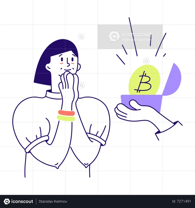 Woman was given bitcoin as gift  Illustration