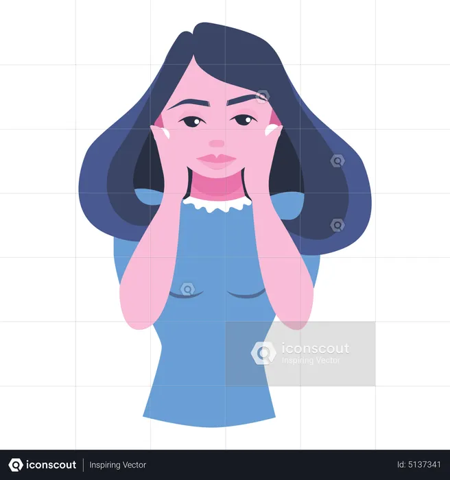 Woman wash face using face scrub  Illustration