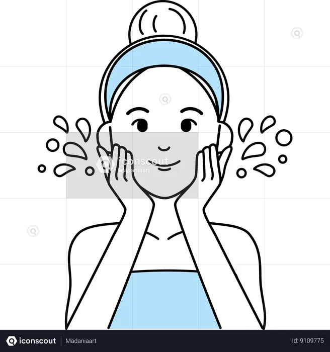Woman Wash Her Face  Illustration