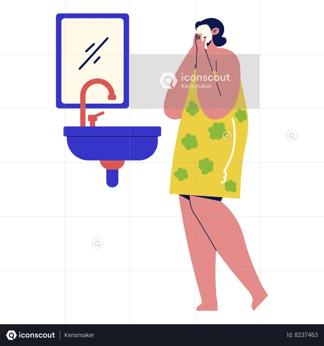 Woman washing face  Illustration