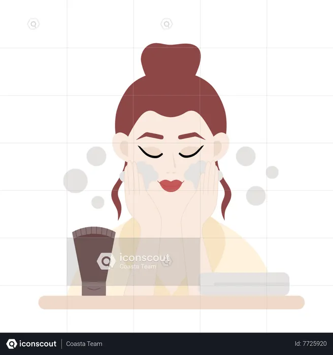Woman washing face  Illustration