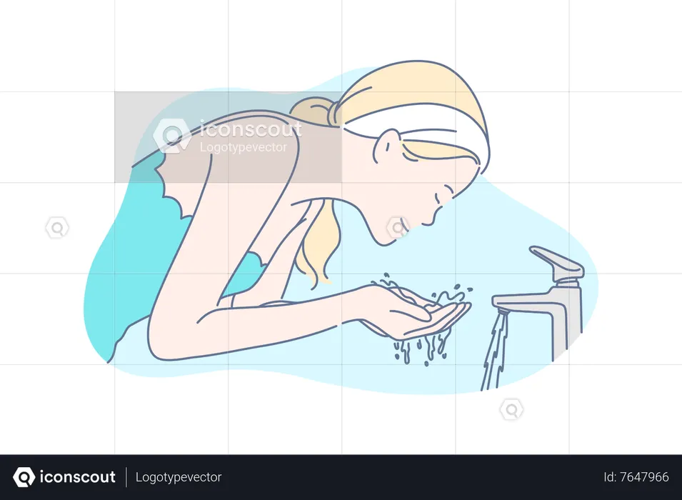 Woman washing face  Illustration