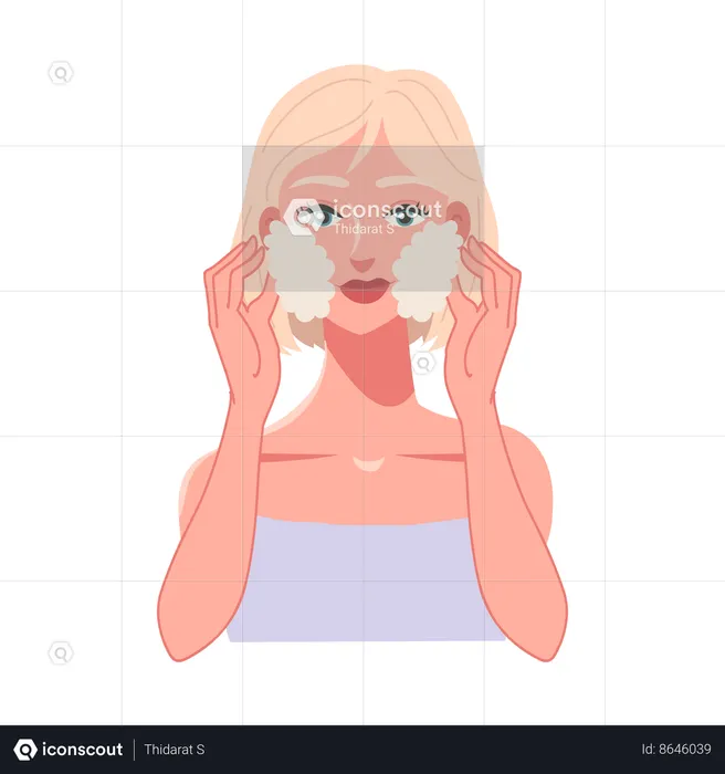 Woman Washing Her Face  Illustration