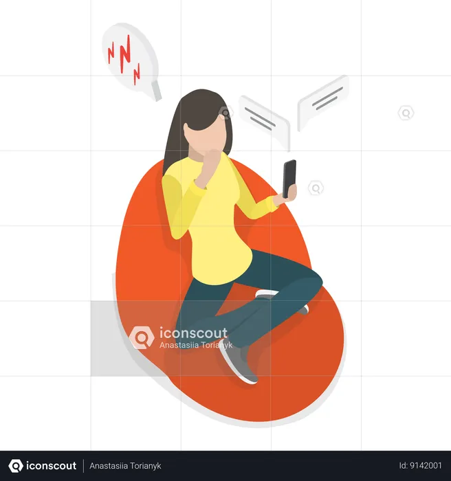 Woman watching Bad News  Illustration