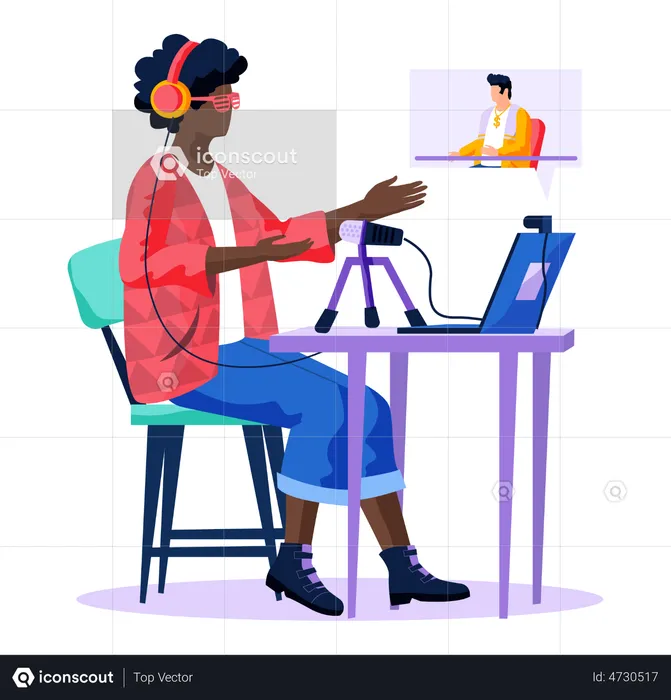 Woman watching broadcast  Illustration