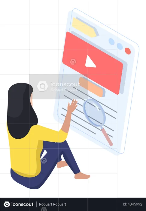 Woman watching online education video  Illustration
