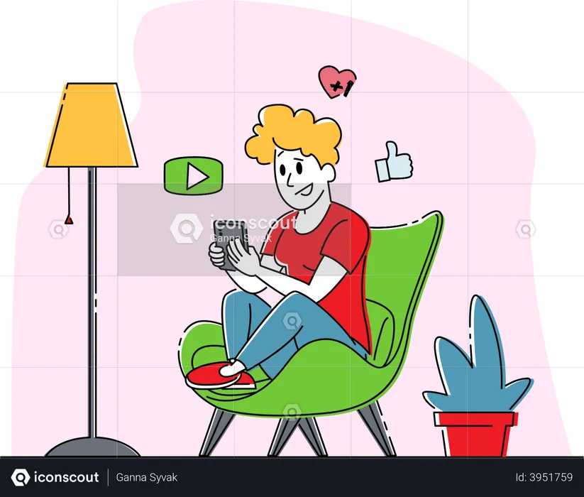 Woman Watching Video on Smartphone  Illustration