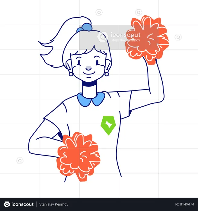Woman waving cheerleader gloves  Illustration