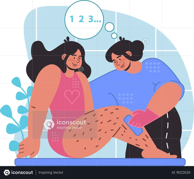 Woman waxing legs  Illustration