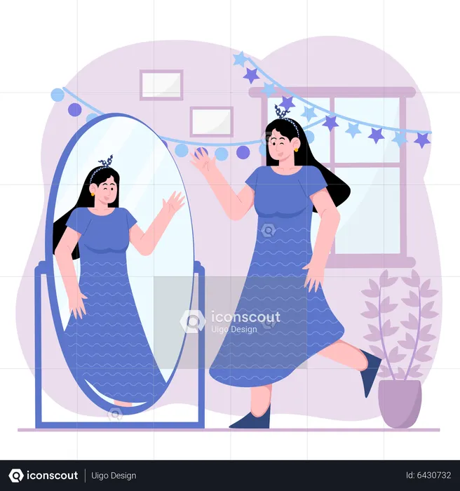 Woman Wear Costumes For Parties  Illustration