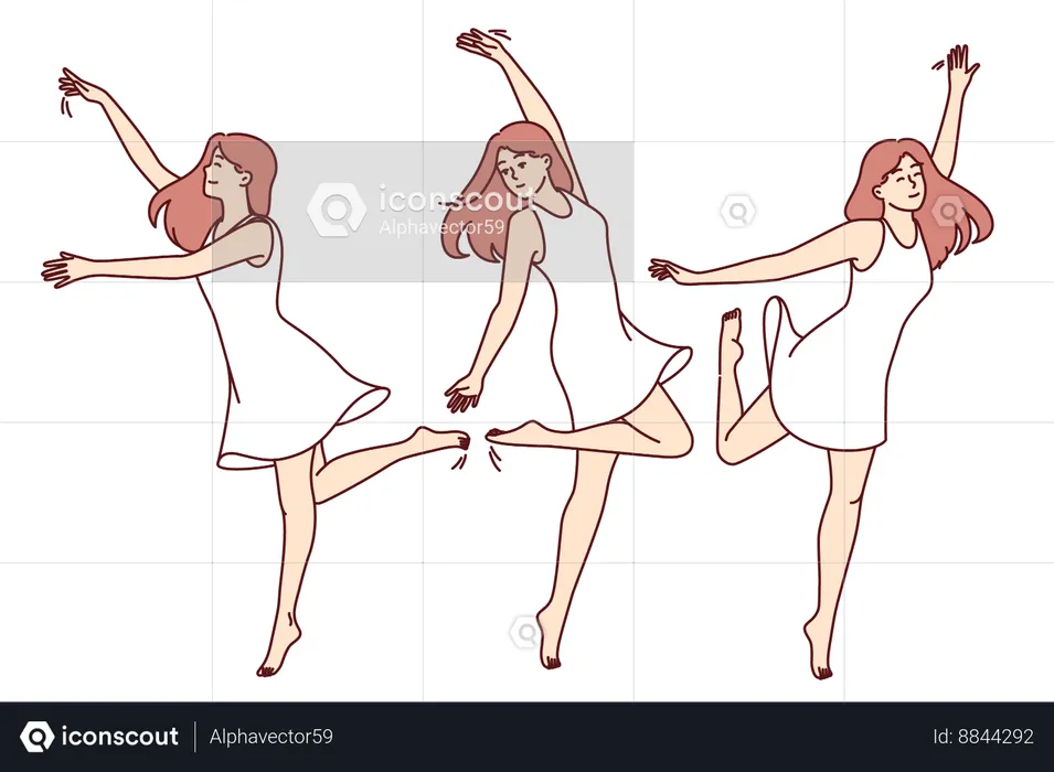 Woman wearing ballerina demonstrating flexibility  Illustration