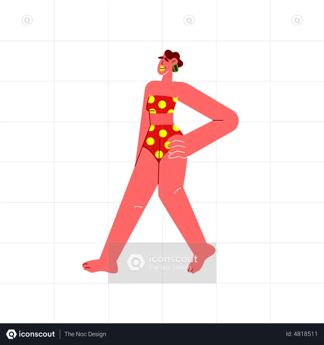 Woman Wearing Bikini  Illustration