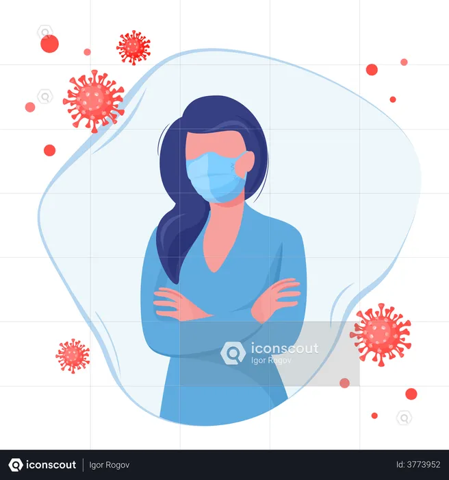 Woman wearing face mask as corona precaution  Illustration