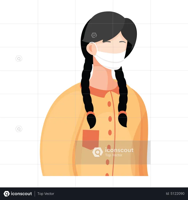 Woman wearing facemask  Illustration