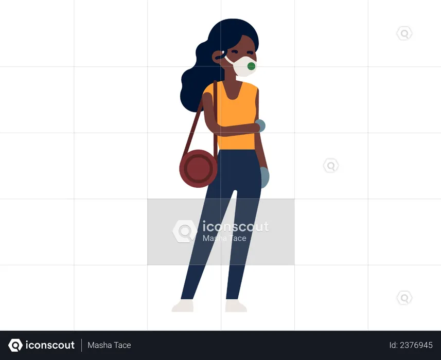 Woman wearing facemask  Illustration