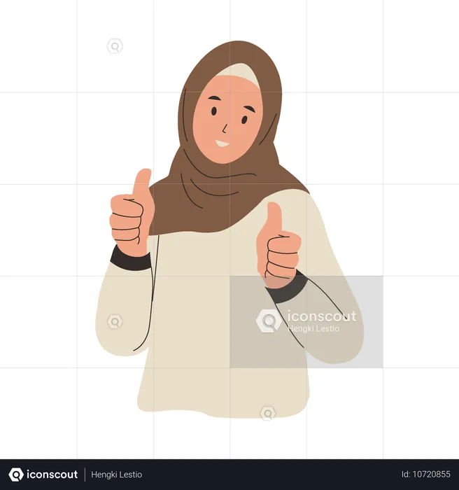 Woman wearing hijab showing thumbs up  Illustration