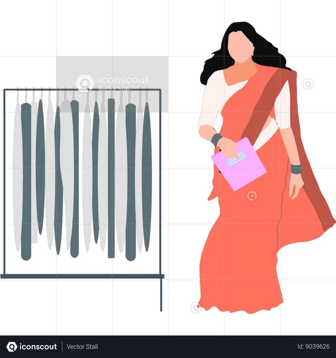 Woman wearing Indian dress  Illustration