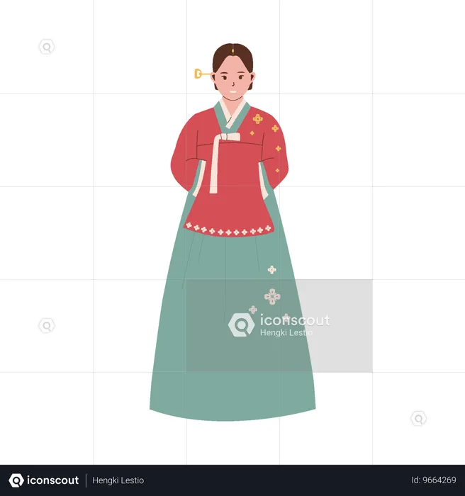 Woman wearing korean traditional costume  Illustration