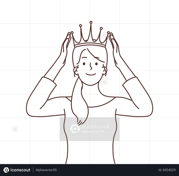 Woman wearing Queen crowd  Illustration