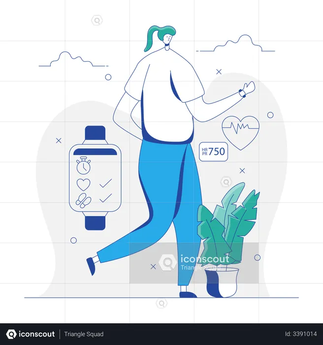 Woman Wearing smartwatch  Illustration