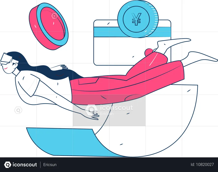 Woman wearing vr glasses  Illustration