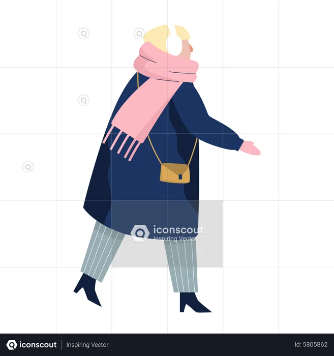 Woman wearing warm winter coat  Illustration