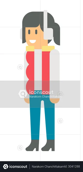 Woman wearing winter clothes  Illustration