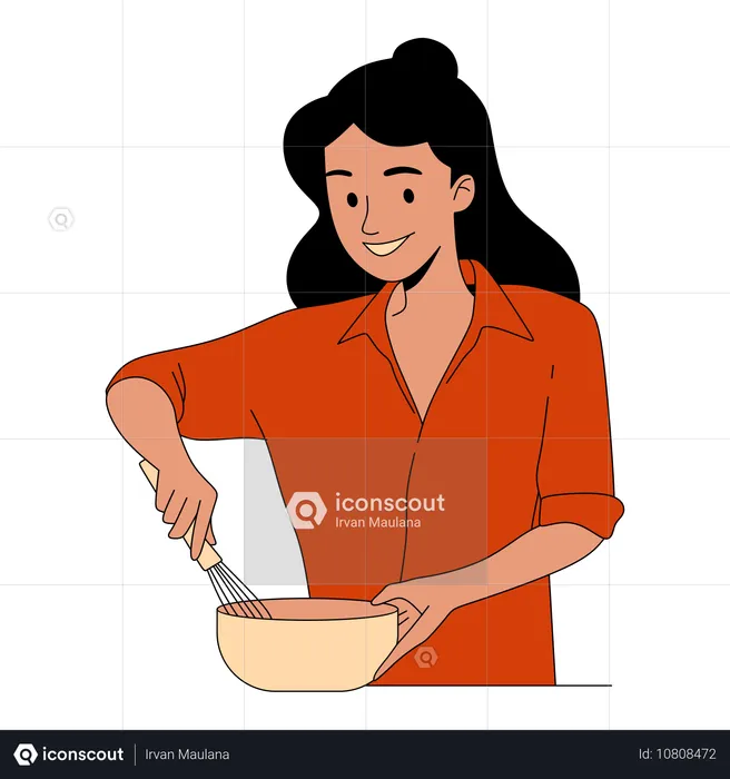 Woman whisking mixture  Illustration