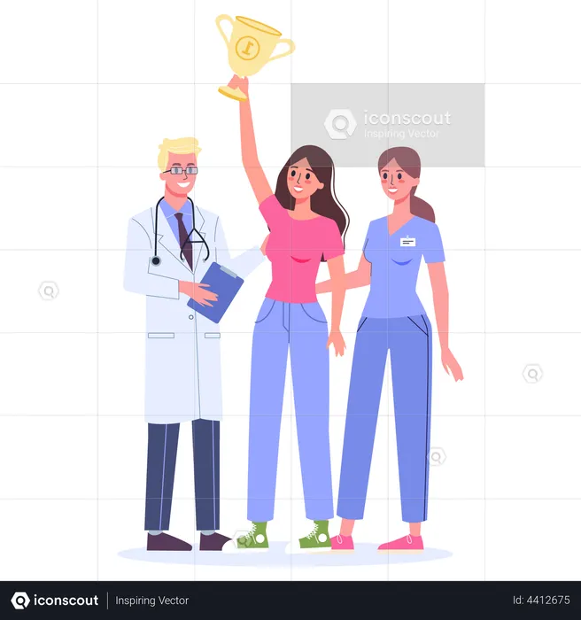 Woman win a cancer disease  Illustration