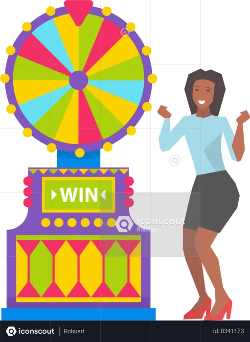 Woman win on Fortune Machine  Illustration