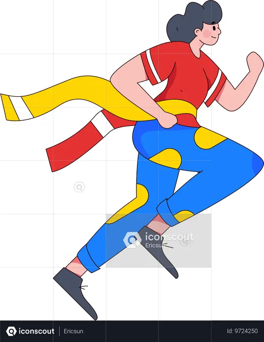 Woman winning race  Illustration