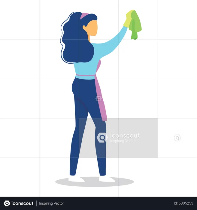 Woman wiping using cloth  Illustration