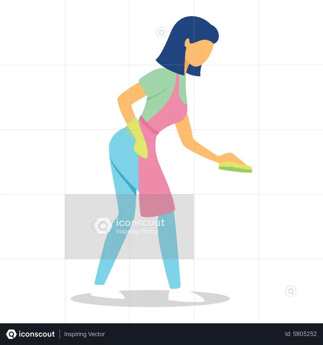 Woman wiping using sponge  Illustration